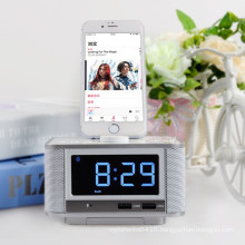 Hotel Alarm Clock Bluetooth Speaker with AC Plug USB Port Charging